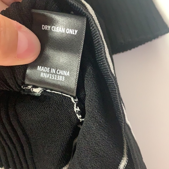 - NWT Anthropologie Black White Current Air Stripe Babydoll Peplum Top Rib Knit - Picture 8 of 9